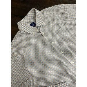 Johnnie-O Shirt Mens XL White Plaid Prep-Formance Button Down Long Sleeve Casual